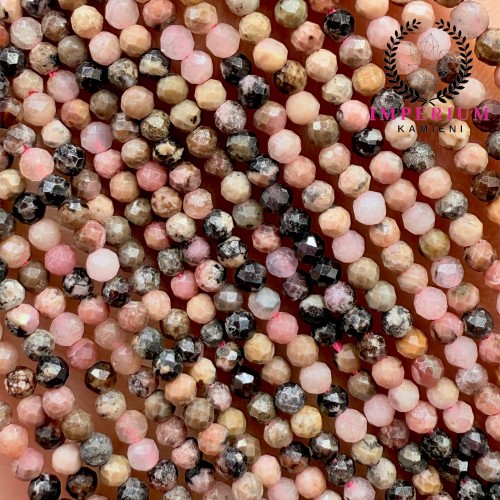 Rodonit Czarny / kulka fasetowana / ok. 2mm