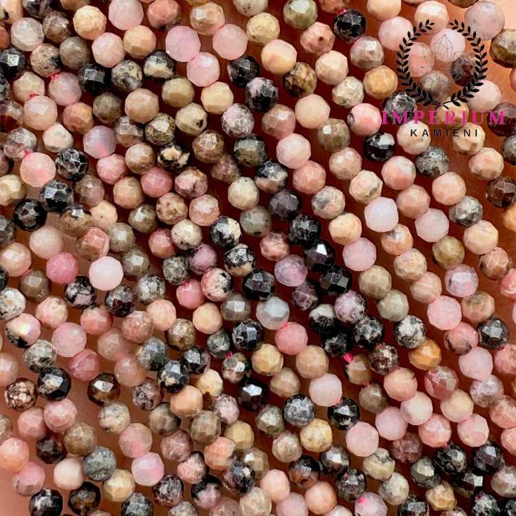 Rodonit Czarny / kulka fasetowana / ok. 2mm