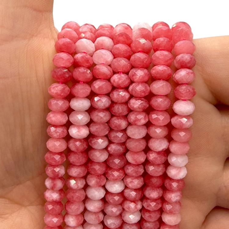 Jadeit różowy / oponka fasetowana / ok. 6x4mm