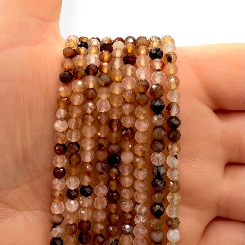 Agat Brązowy Jasny / kulka fasetowana / ok. 4mm