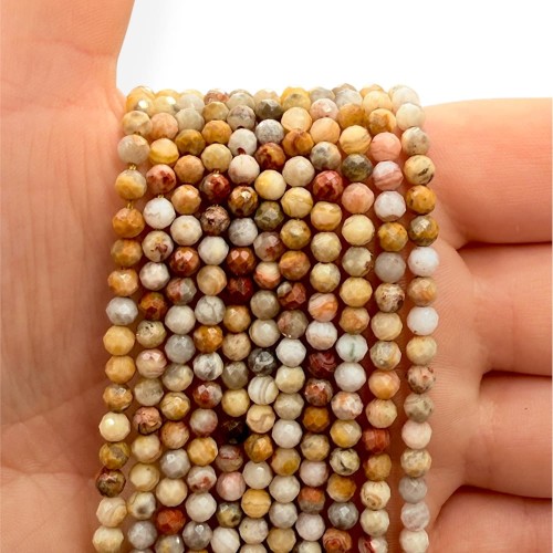 Agat Koronkowy / kulka fasetowana / ok. 4mm