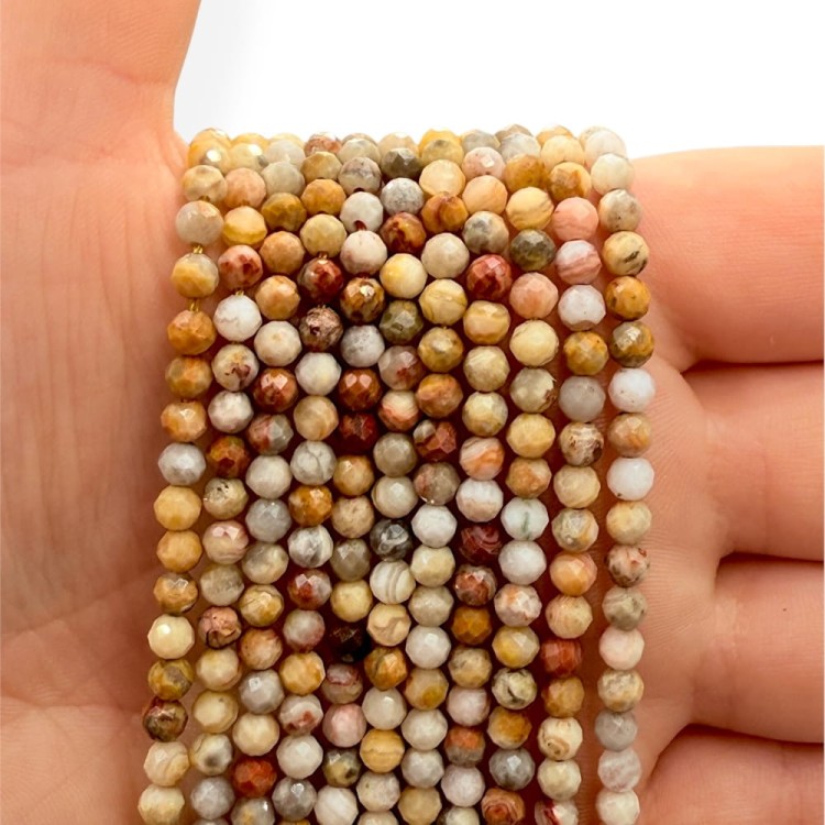 Agat Koronkowy / kulka fasetowana / ok. 4mm