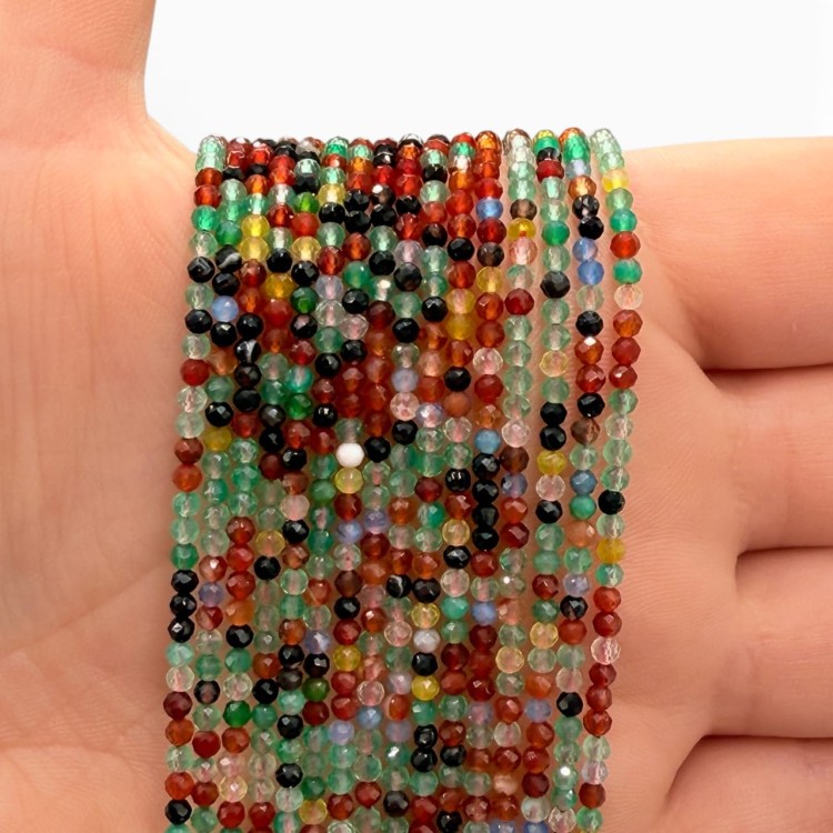 Agat Mix / kulka fasetowana / ok. 2mm
