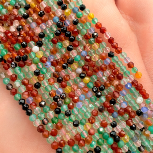 Agat Mix / kulka fasetowana / ok. 2mm