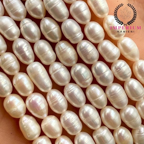 Perła Hodowlana Słodkowodna / perłowy / oliwka nieregularna / ok.6x8mm