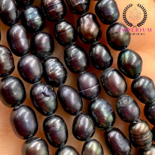 Perła Hodowlana Słodkowodna / granatowy / oliwka nieregularna / ok.5x6mm