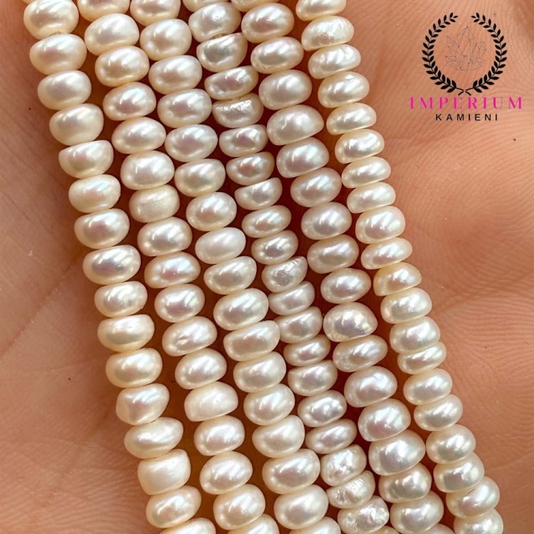 Perła Hodowlana Słodkowodna / perłowy / oponka nieregularna / ok. 4x3mm