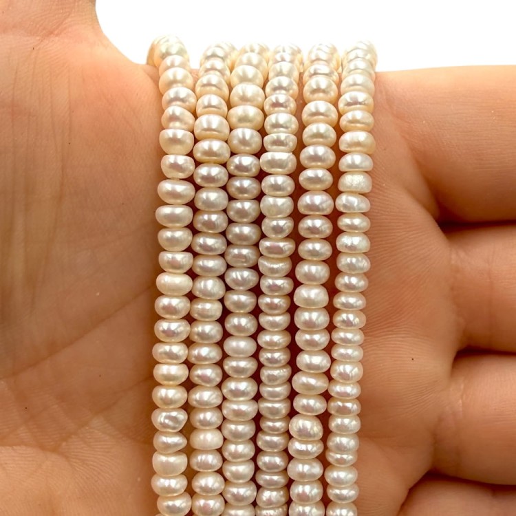 Perła Hodowlana Słodkowodna / perłowy / oponka nieregularna / ok. 4x3mm