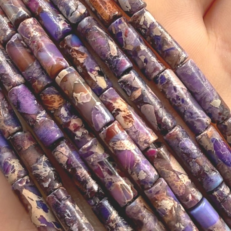 Jaspis Cesarski Brązowy / walec / ok. 4x13mm