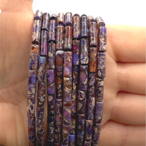 Jaspis Cesarski Brązowy / walec / ok. 4x13mm