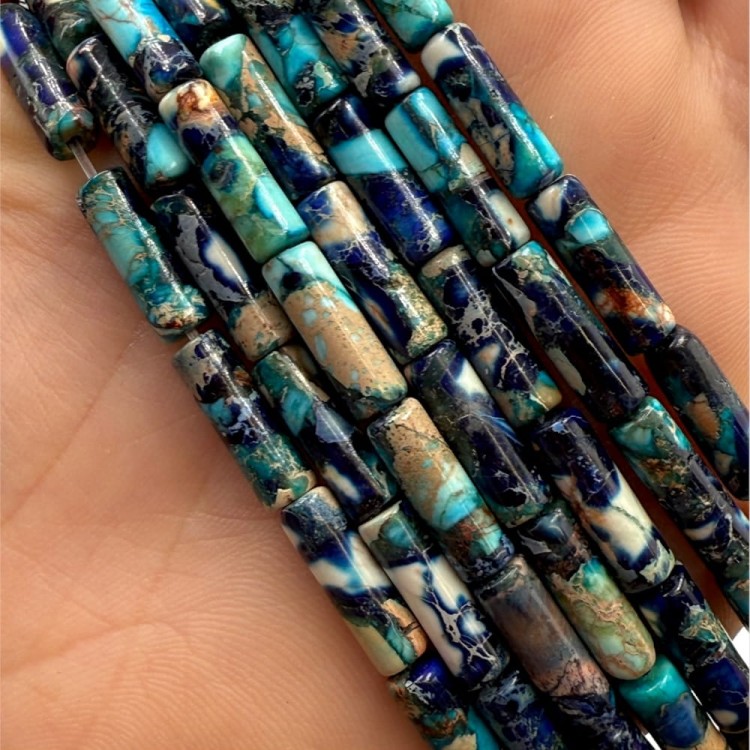 Jaspis Cesarski Dark Blue / walec / ok. 4x13mm