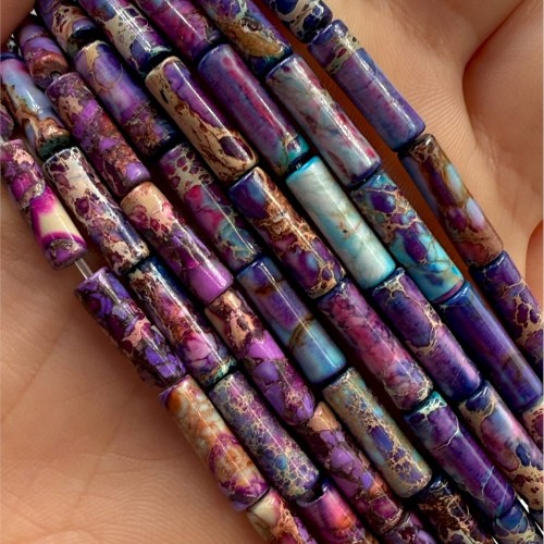 Jaspis Cesarski Fioletowy / walec / ok. 4x13mm