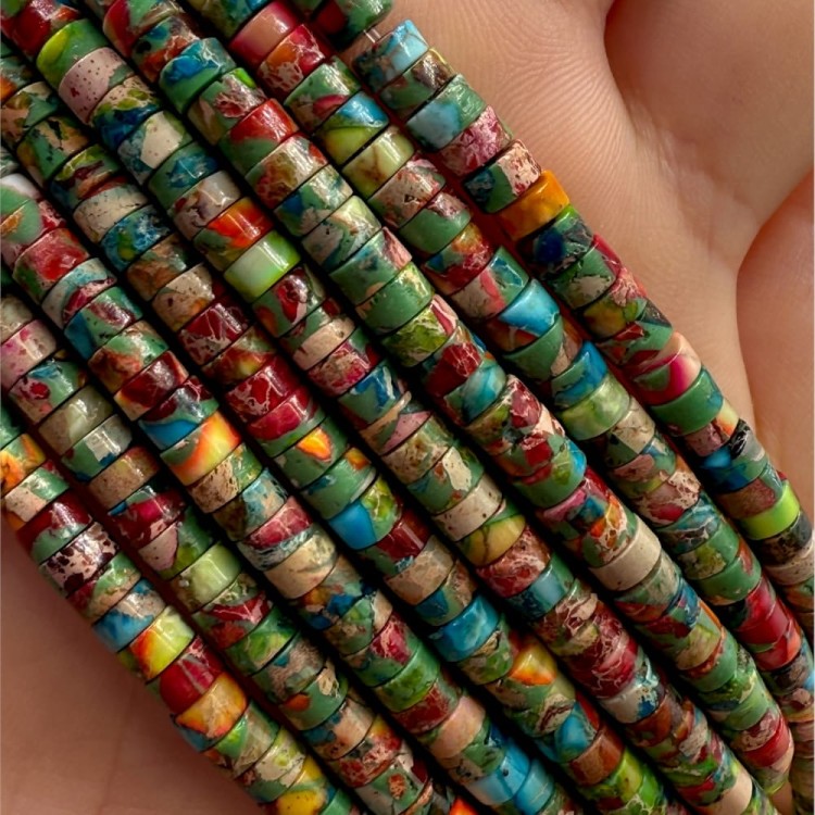 Jaspis Cesarski Mix Kolorów / heishi gładki / ok. 2x4mm