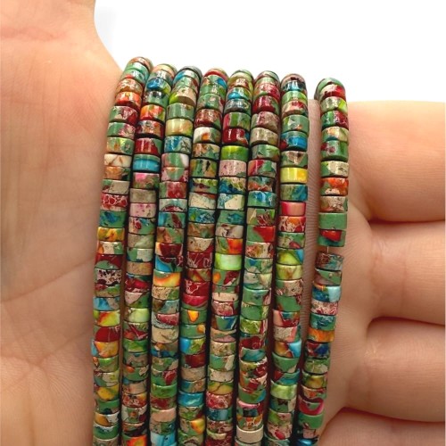 Jaspis Cesarski Mix Kolorów / heishi gładki / ok. 2x4mm