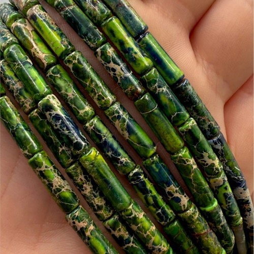 Jaspis Cesarski Zielony / walec / ok. 4x13mm