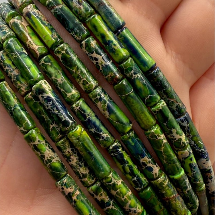 Jaspis Cesarski Zielony / walec / ok. 4x13mm