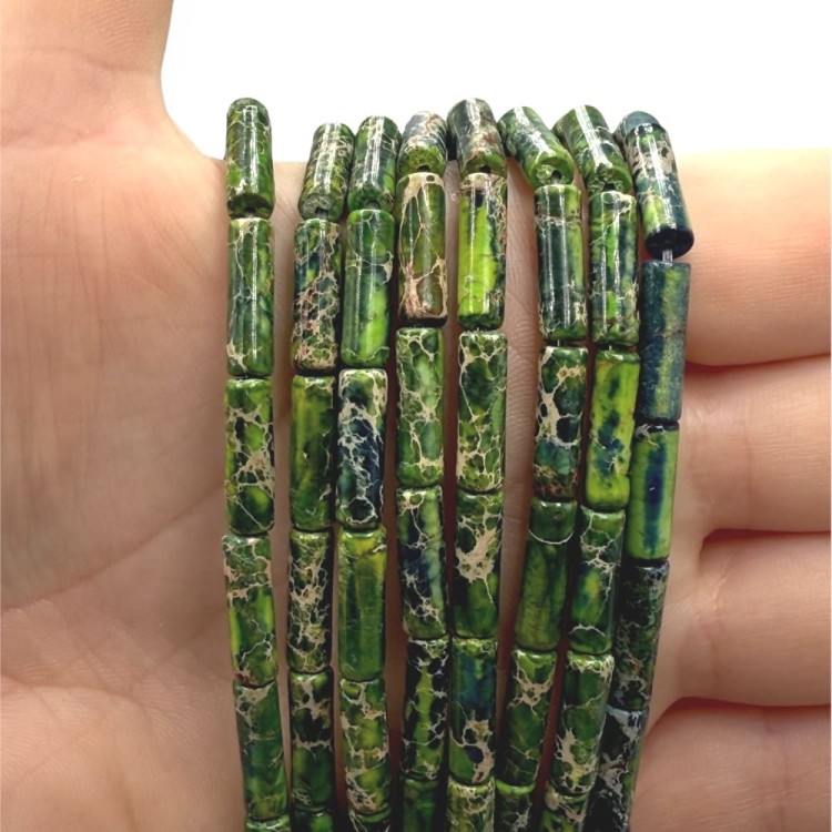 Jaspis Cesarski Zielony / walec / ok. 4x13mm