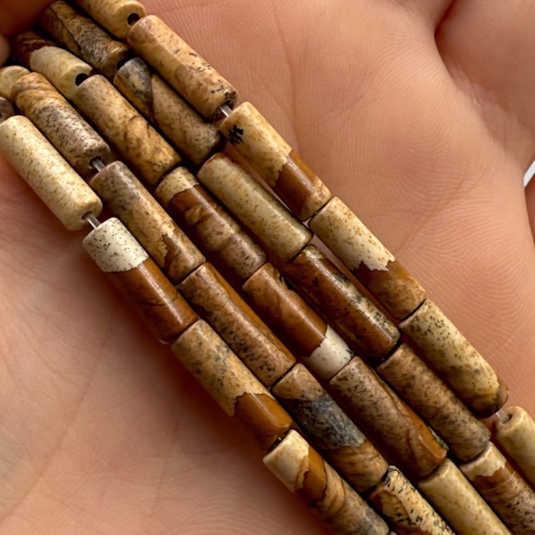 Jaspis Cesarski Brązowy/ walec / ok. 4x13mm