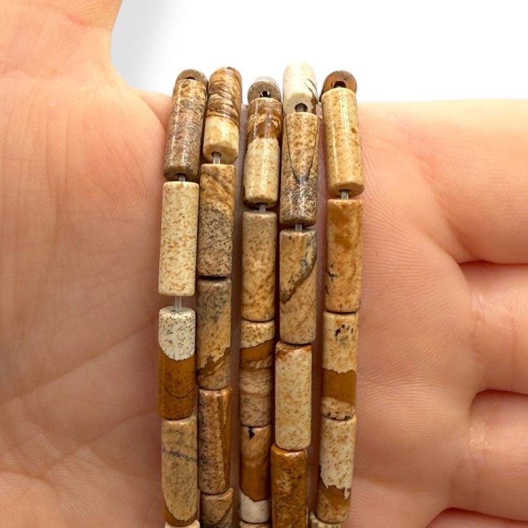 Jaspis Cesarski Brązowy/ walec / ok. 4x13mm