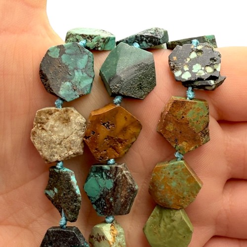 Turkus / hexagon / ok. 14x14mm
