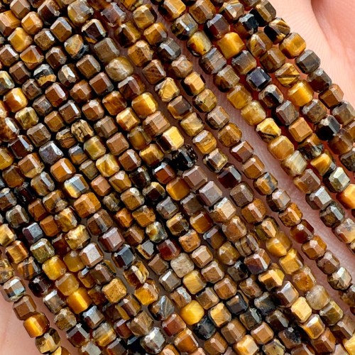 Tygrysie Oko / kostka fasetowana / ok. 2x2mm