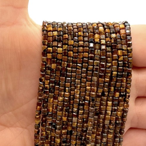 Tygrysie Oko / kostka fasetowana / ok. 2x2mm