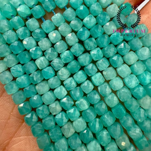 Amazonit Peruwiański / kostka fasetowana / ok. 4x4mm