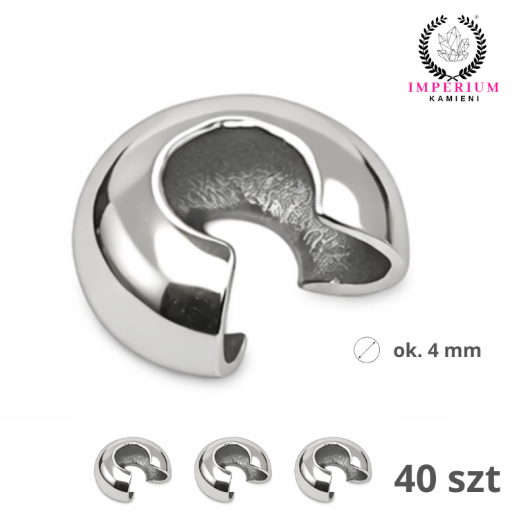 Osłonka na zacisk, supeł / stal kolor srebrny / ok. 4mm