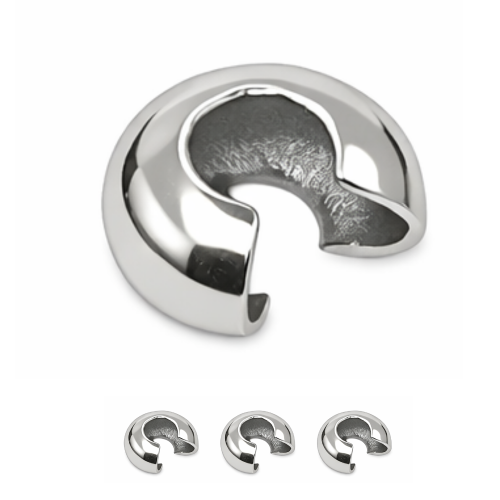 Osłonka na zacisk, supeł / stal kolor srebrny / ok. 4mm