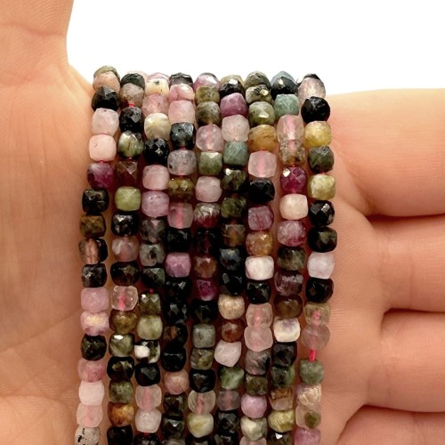 Turmalin Mix Kolorów / kostka fasetowana / ok. 4x4mm