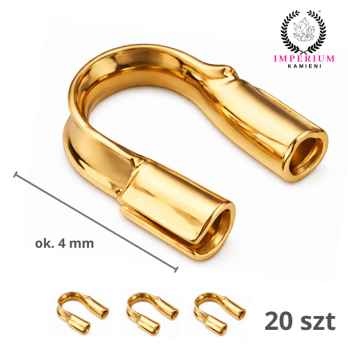 Końcówki do linek i nici 4mm / stal PVD / kolor złoty / 20 szt.