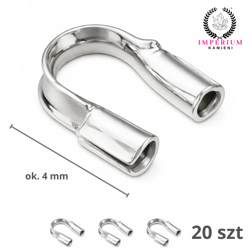 Końcówki do linek i nici 4mm / stal kolor srebrny / 20 szt