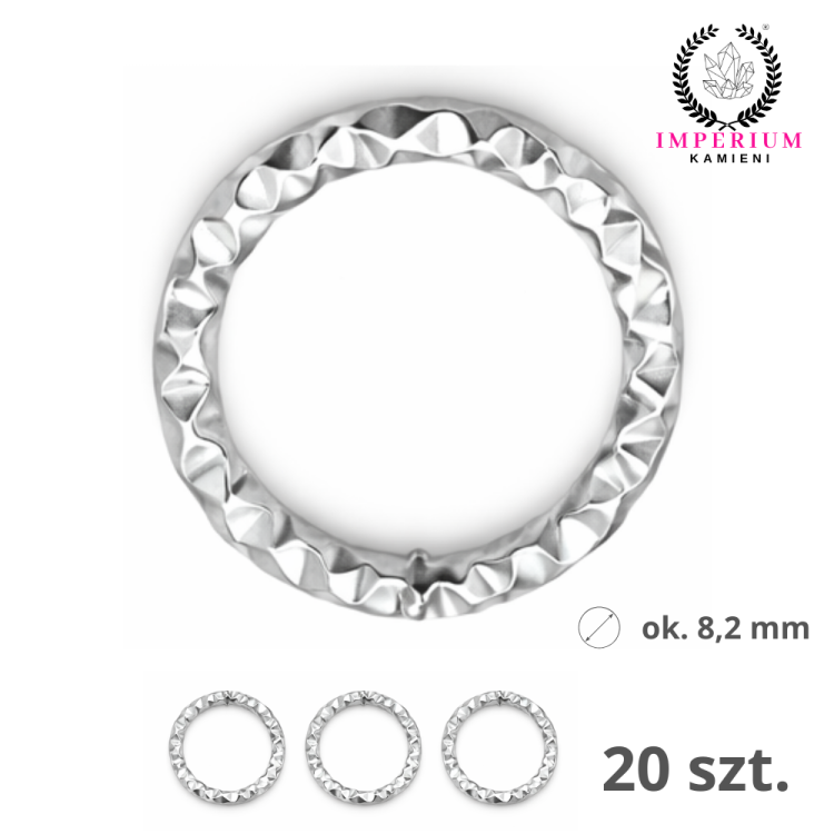 Ring ozdobny spawany z teksturą / stal kolor srebrny / ok. 8,2mm