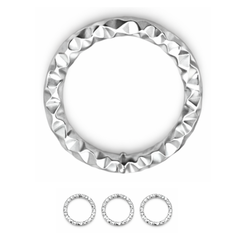 Ring ozdobny spawany z teksturą / stal kolor srebrny / ok. 8,2mm