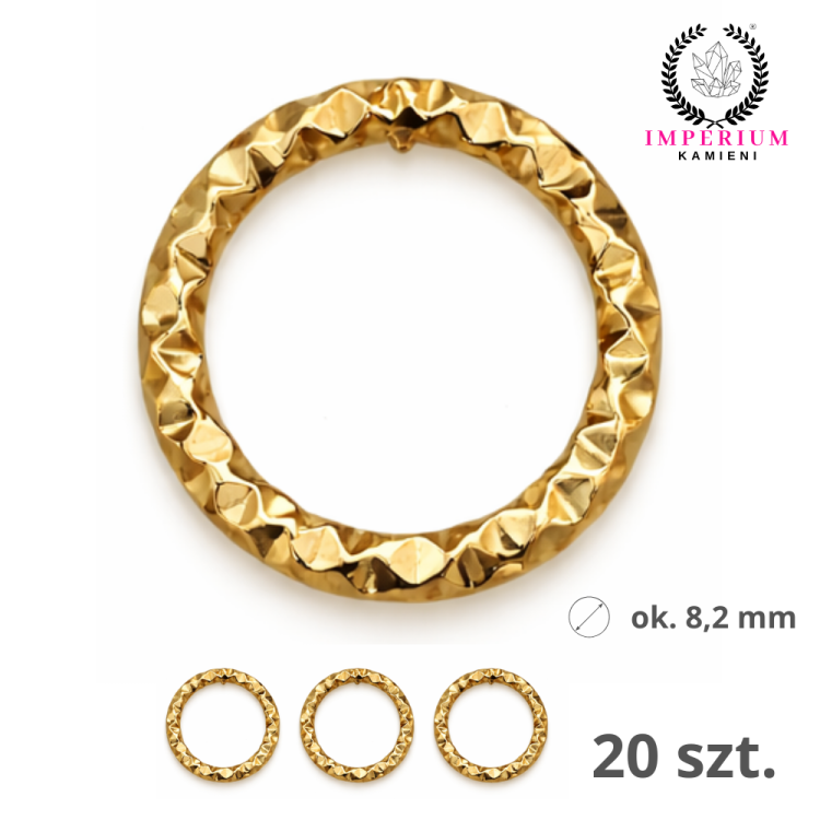 Ring ozdobny spawany z teksturą / stal PVD / kolor złoty / ok. 8,2mm