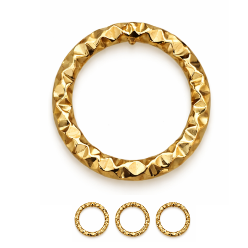 Ring ozdobny spawany z teksturą / stal PVD / kolor złoty / ok. 8,2mm