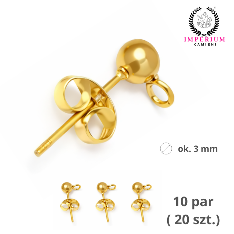 Baza kolczyka sztyft /stal PVD / kolor złoty / ok. 14x3mm