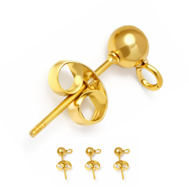 Baza kolczyka sztyft /stal PVD / kolor złoty / ok. 14x3mm