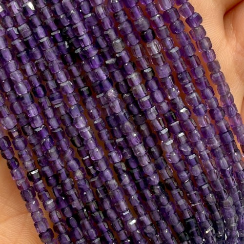 Ametyst / kostka fasetowana / ok. 2x2mm