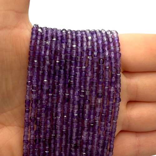 Ametyst / kostka fasetowana / ok. 2x2mm