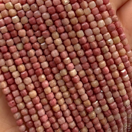 Rodonit / kostka fasetowana / ok. 2x2mm
