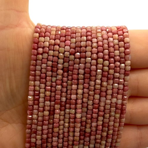 Rodonit / kostka fasetowana / ok. 2x2mm