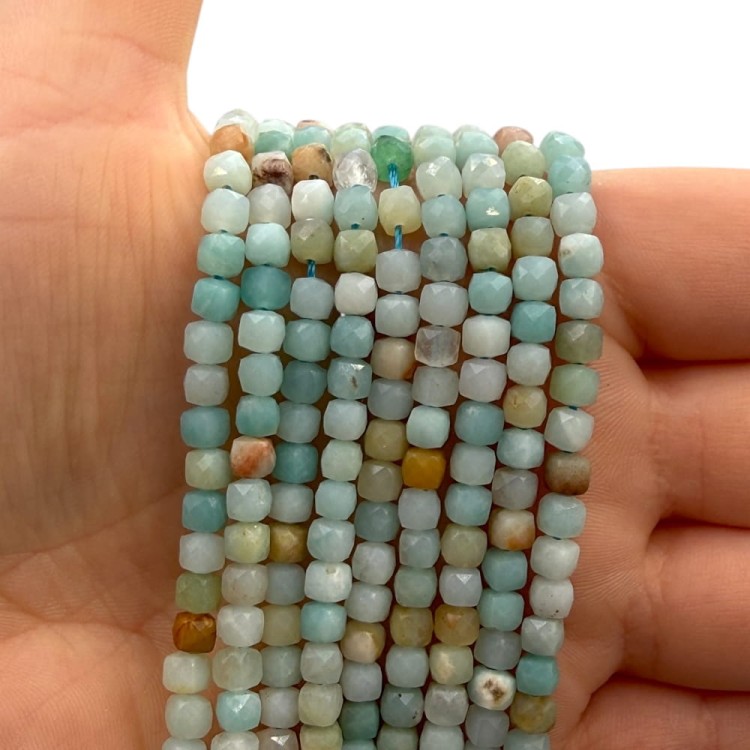 Amazonit Multi-color / kostka fasetowana / ok. 4x4mm