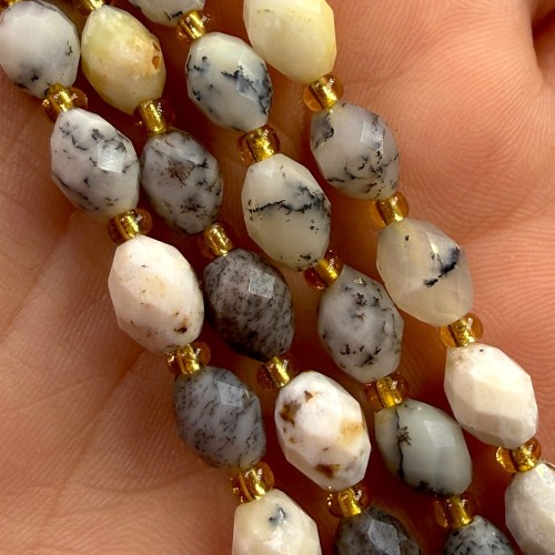 Opal Dendrytowy / oliwka fasetowana / ok. 6x8mm