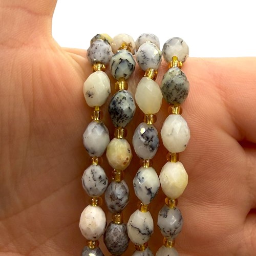 Opal Dendrytowy / oliwka fasetowana / ok. 6x8mm