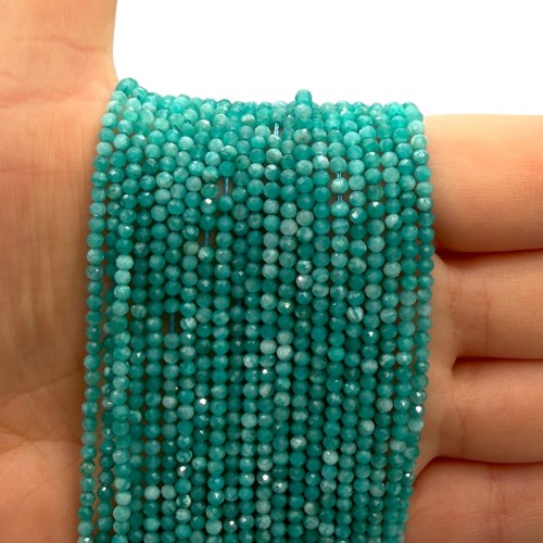 Amazonit Peruwiański Ciemny/ kulka fasetowana / ok. 2mm