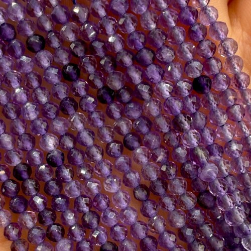 Ametyst Ciemny / kulka fasetowana / ok. 3mm