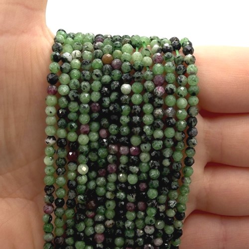 Zoisyt z Rubinem (Anyolit) / kulka fasetowana / ok. 3mm