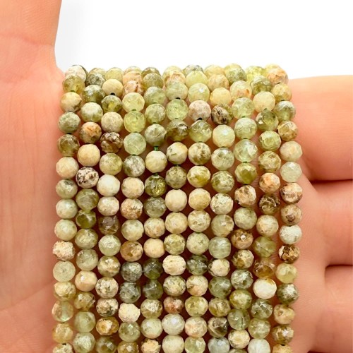 Granat Zielony jasny / kulka fasetowana / ok. 4mm