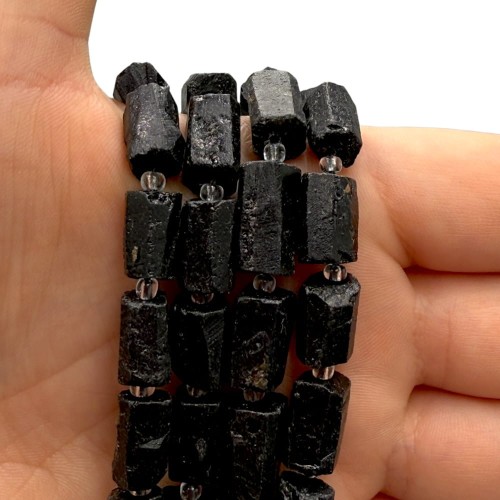 Turmalin Czarny / walec surowy / ok. 8x12mm